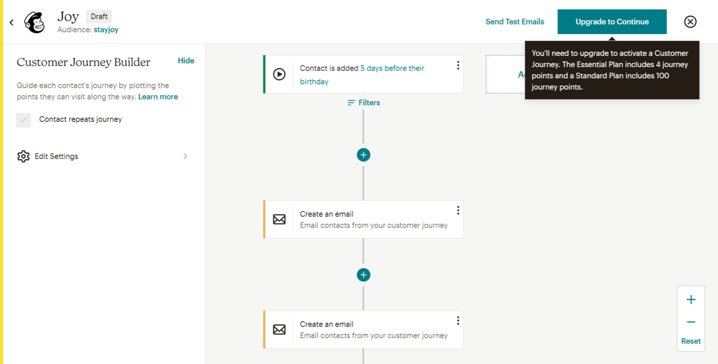 MailChimp'in Müşteri Yolculuğu Oluşturucu