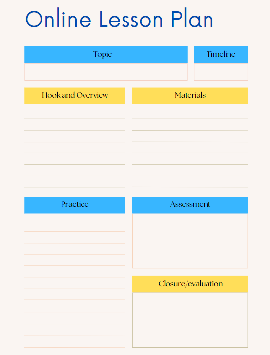 online lesson template