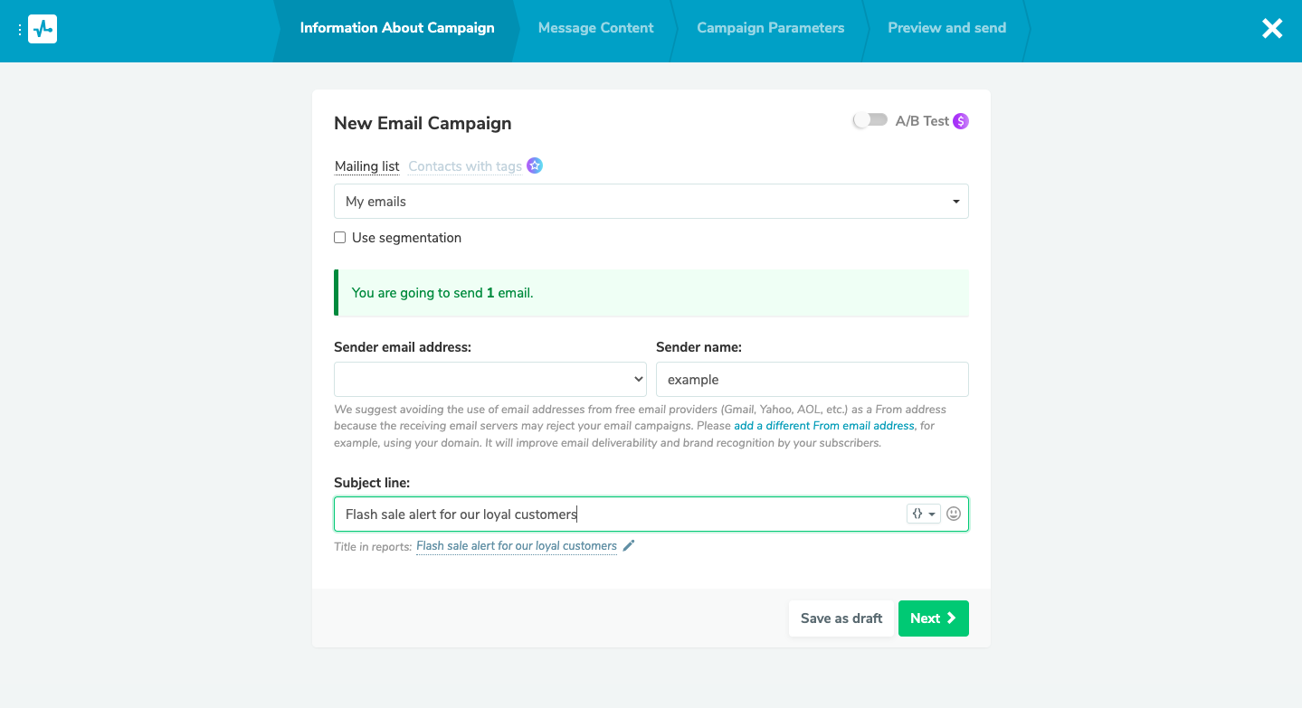 Creating an email campaign