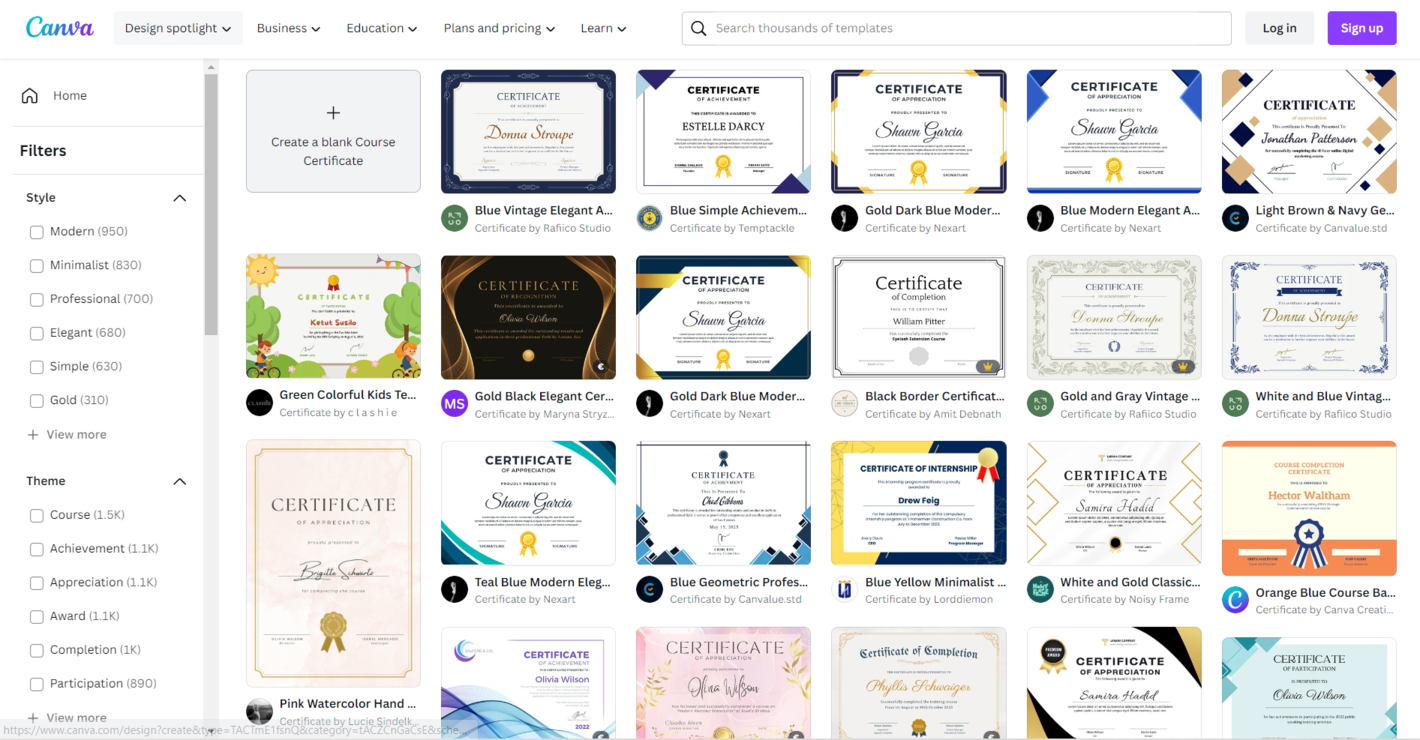 certificate examples