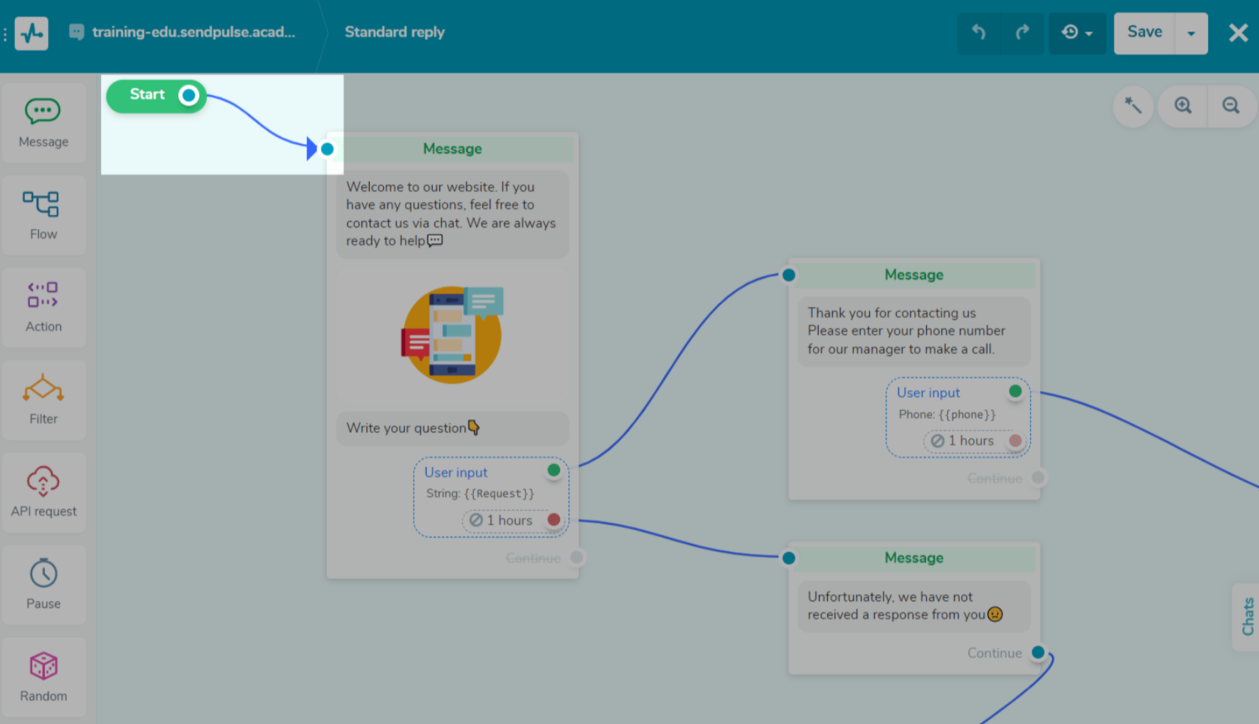 automated live chat flow
