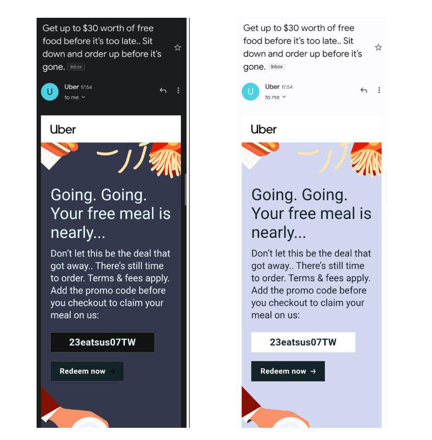 dark mode email template