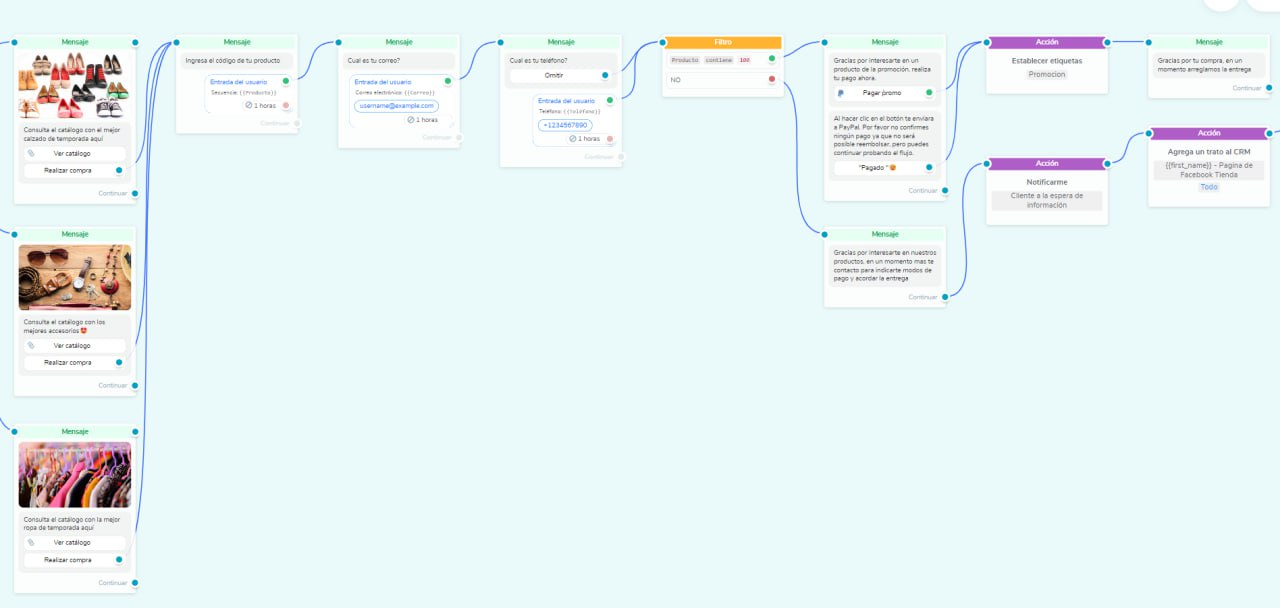 SendPulse permite crear flujos de chatbots de una forma sencilla y visual