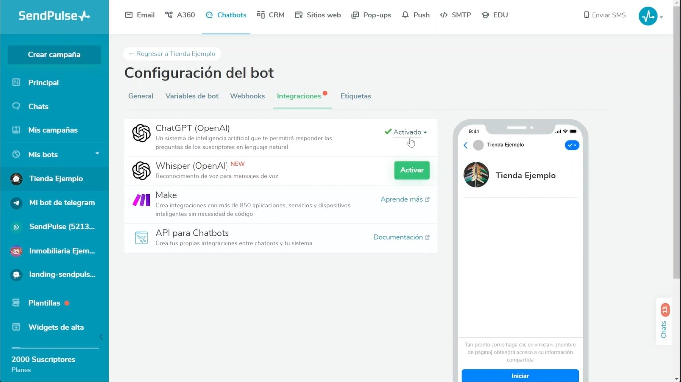SendPulse posiblemente es la mejor plataforma para crear un chatbot de IA