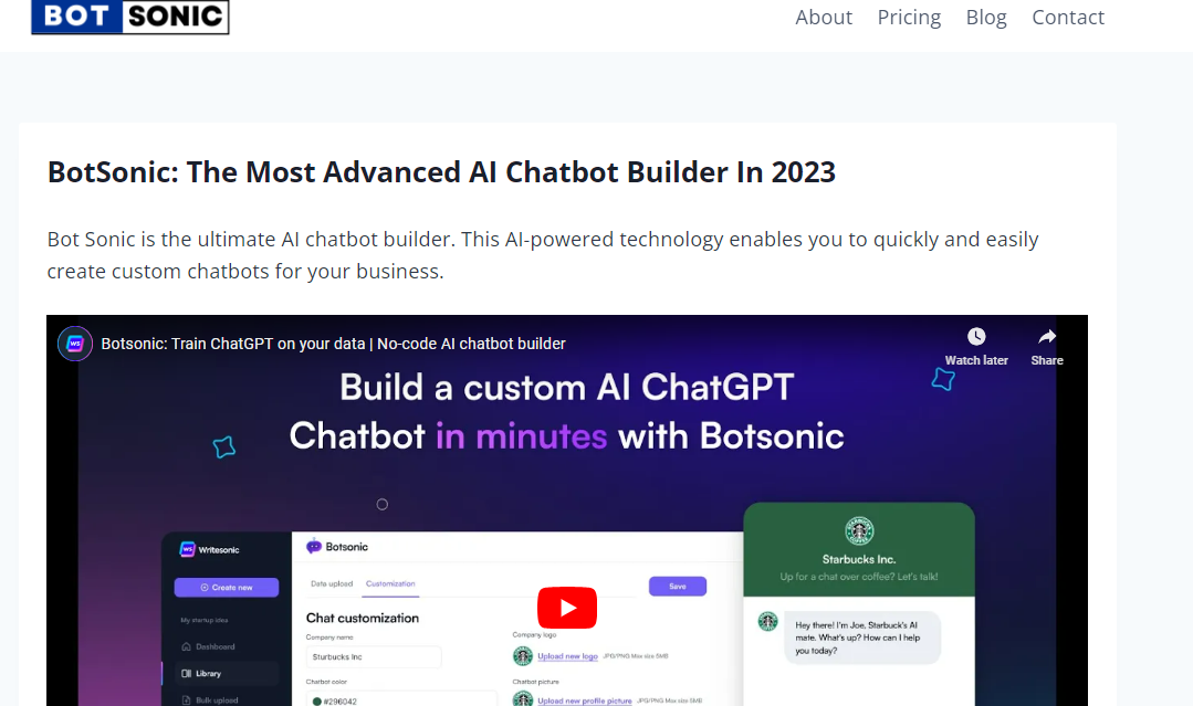 Botsonic ofrece la creación de chatbots de IA también con Chat-GPT