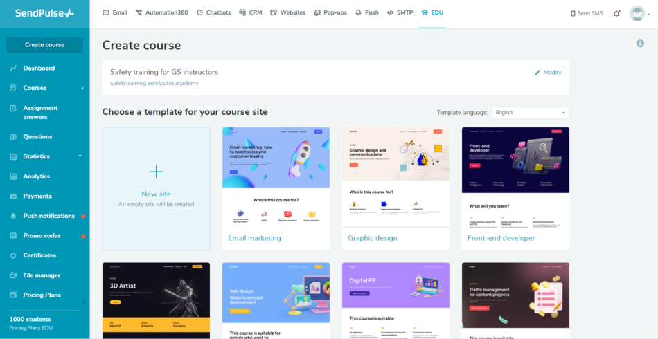 pre-designed course page templates