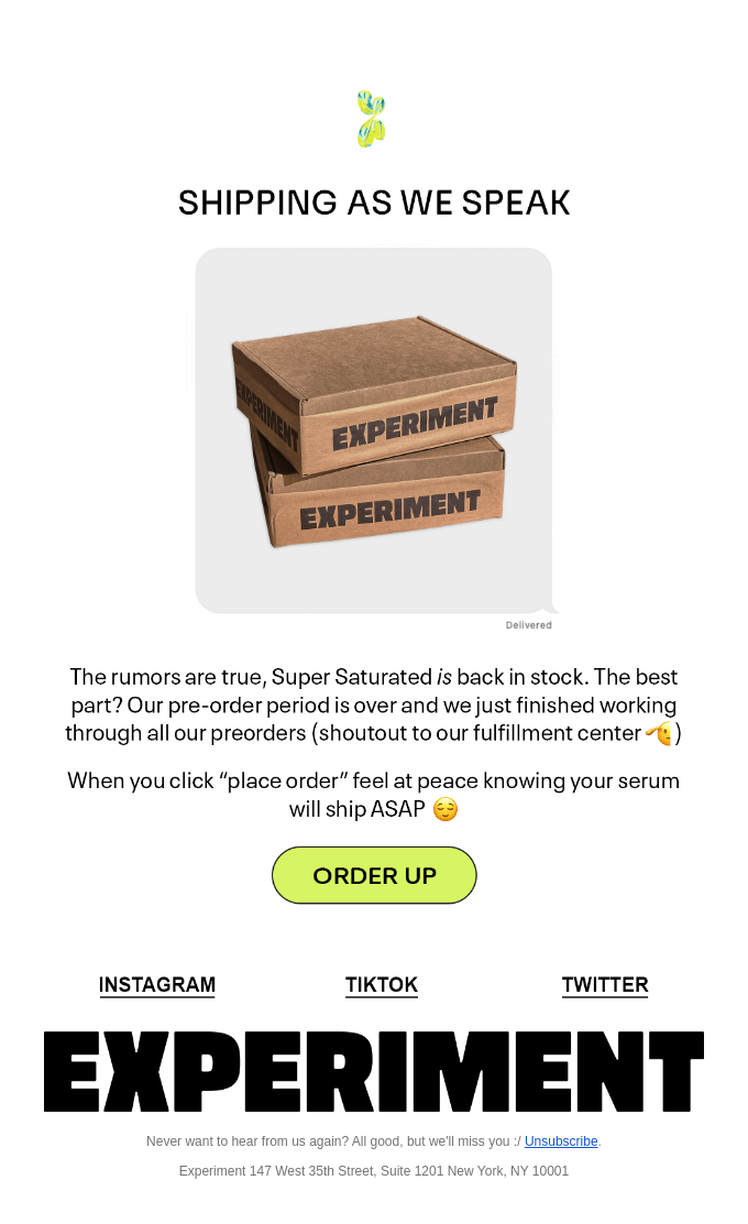 back-in-stock email example
