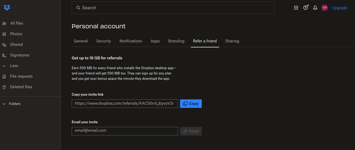 Реферальная программа Dropbox