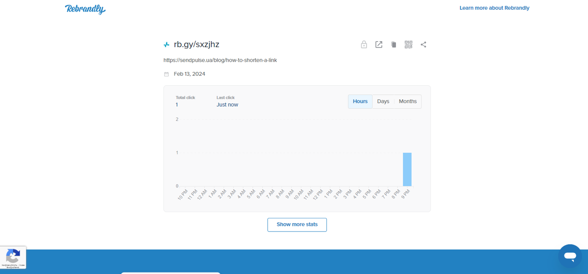 Статистика переходів за коротким посиланням на Rebrandly.com