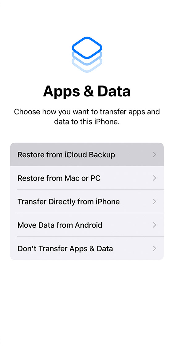 Восстановление данных iPhone с помощью резервной копии iCloud