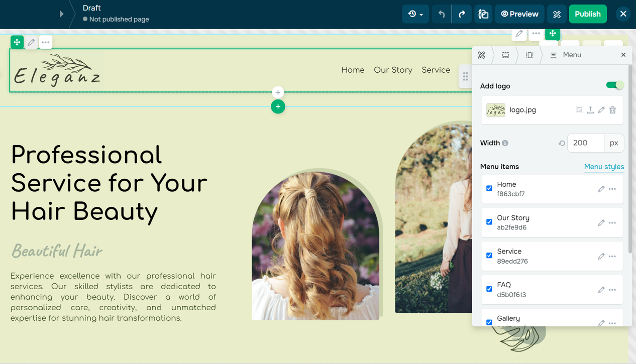 Header customization options