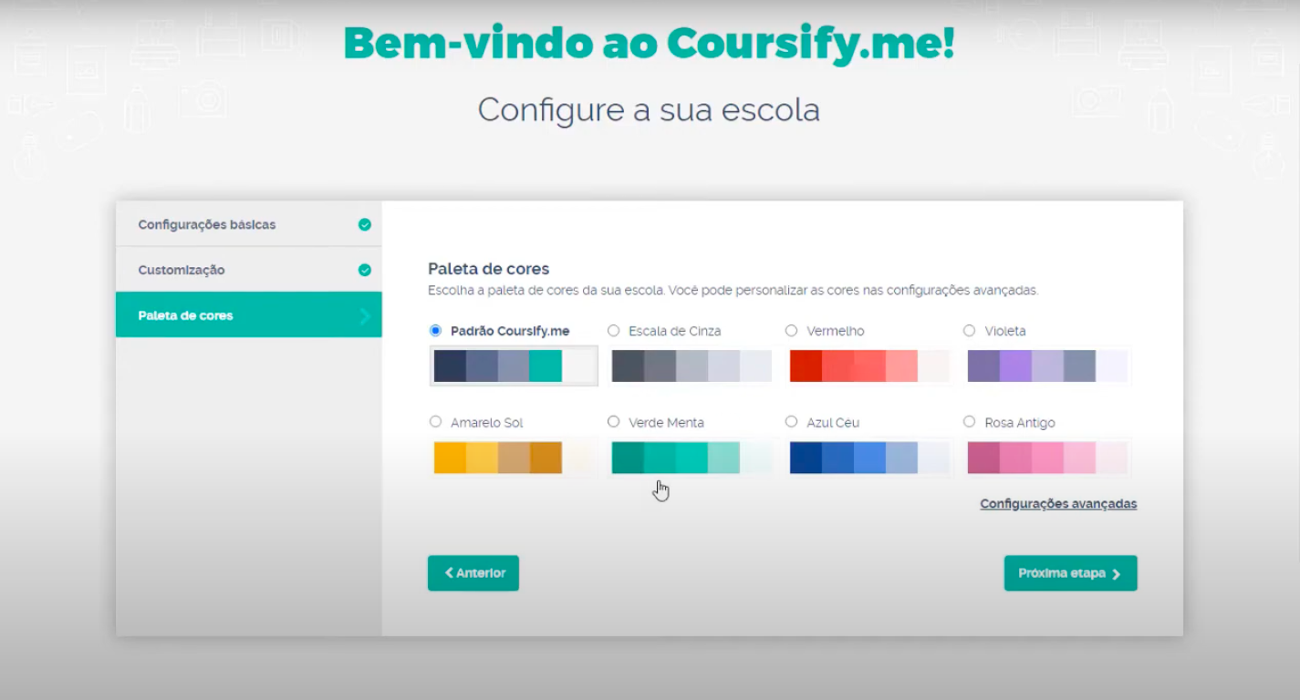 Настройка цветовой палитры в Coursify.me. Источник: YouTube