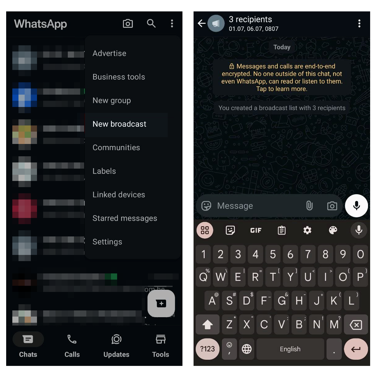 WhatsApp’ta yayın listesi oluşturma