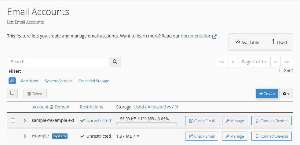 Email accounts