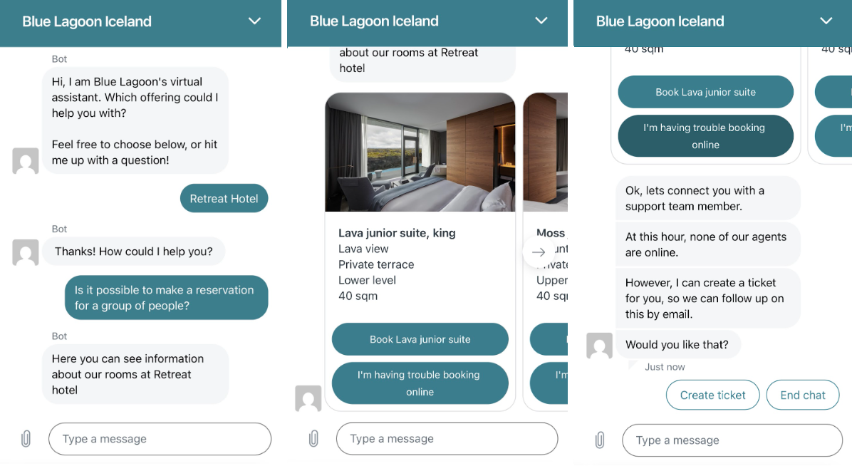 Chatbot on the Blue Lagoon website