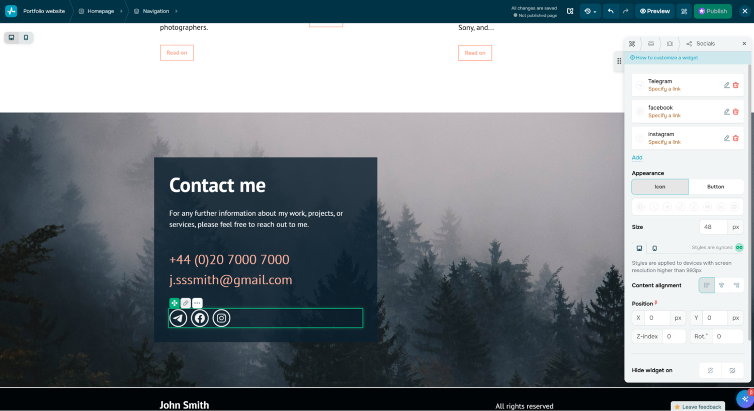 contacts section