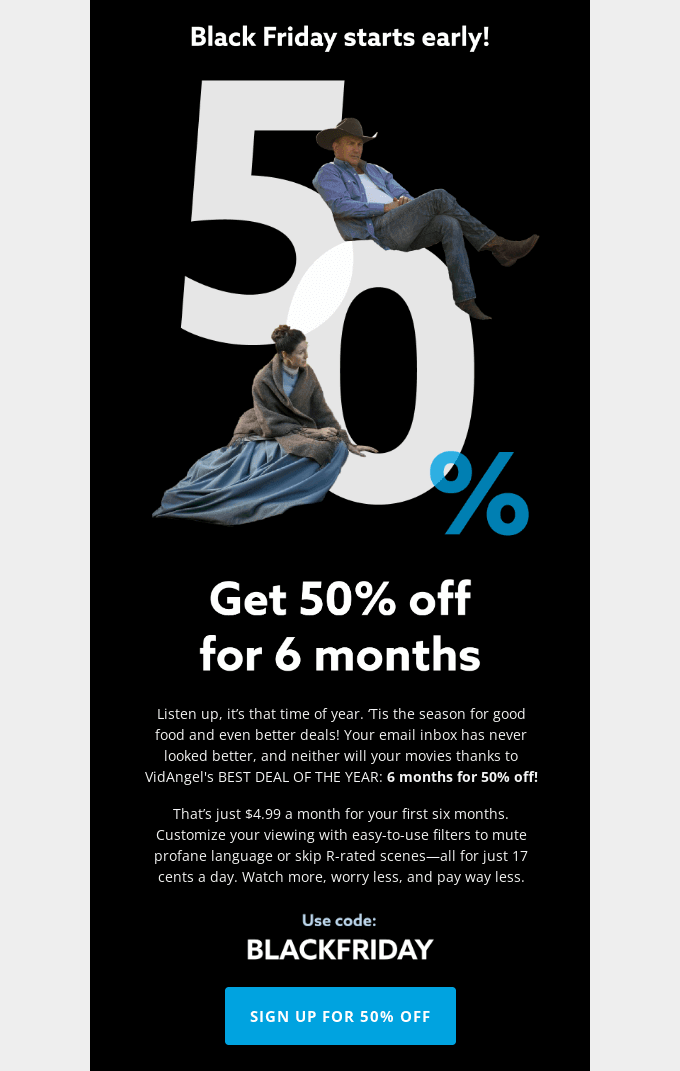 Black Friday email example