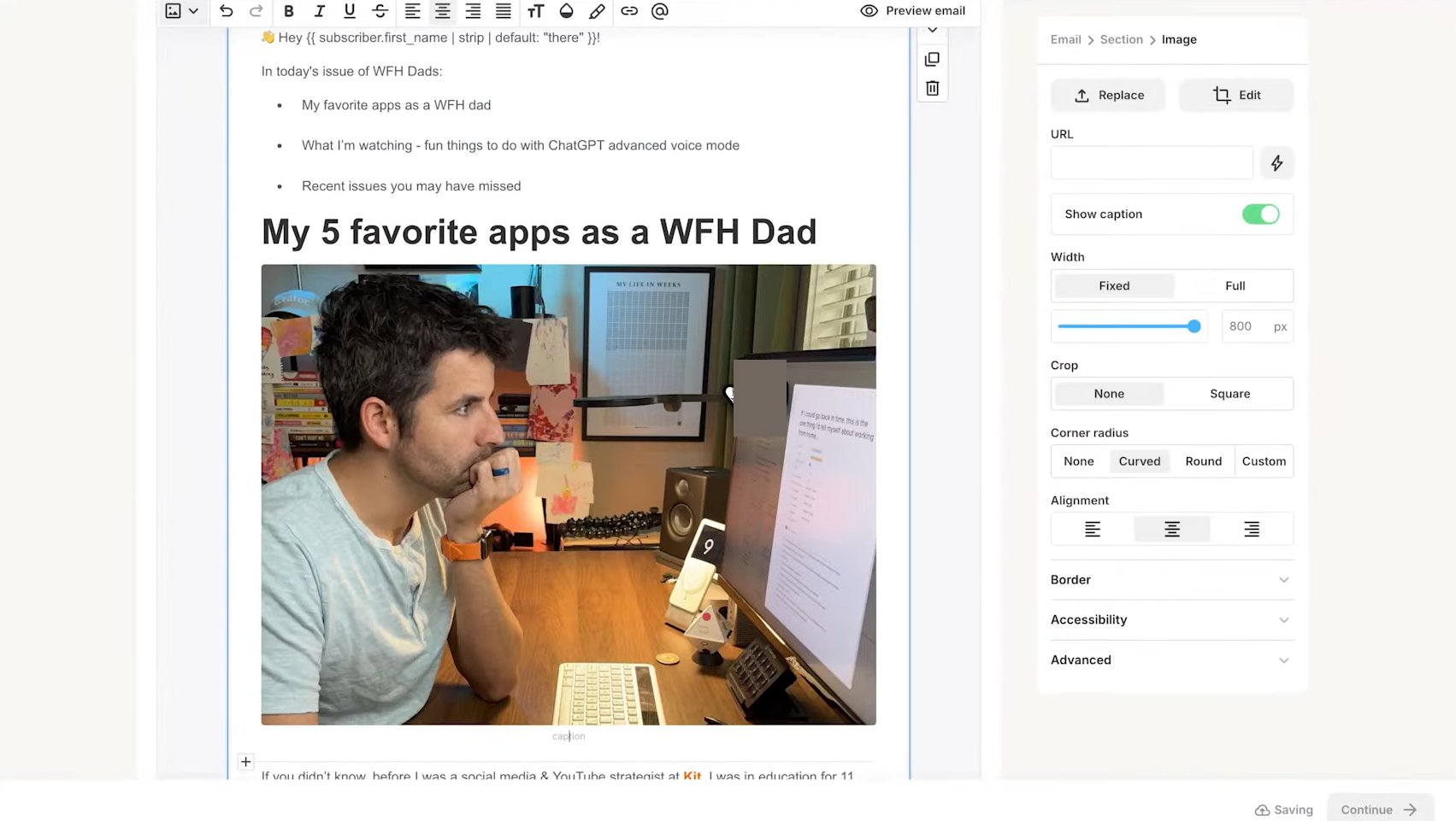 Customizing an email  Customizing an email
