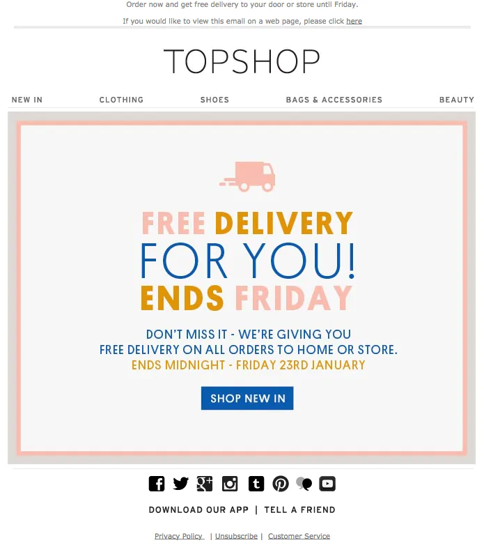one-time free shipping offer