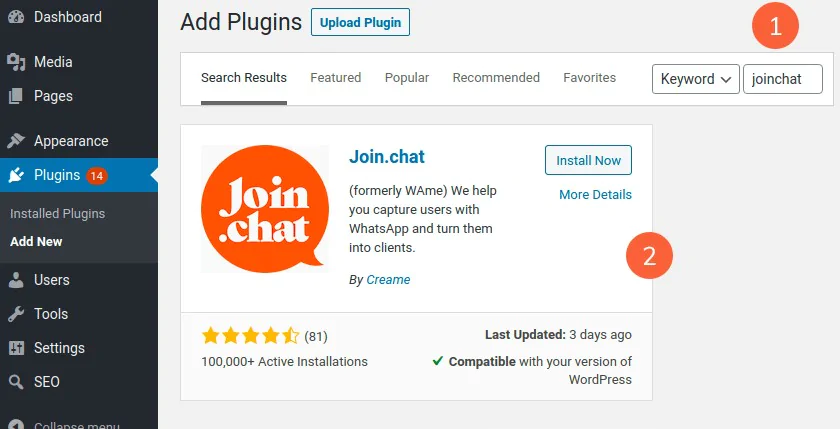 El plugin de conversación de Join.chat es una gran aplicación para WhatsApp