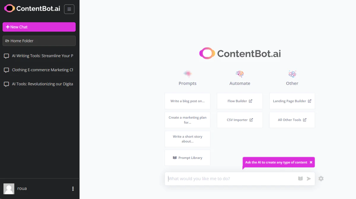ContentBot bir konuşma asistanı olarak kullanılabilir; kaynak: AI Nexus