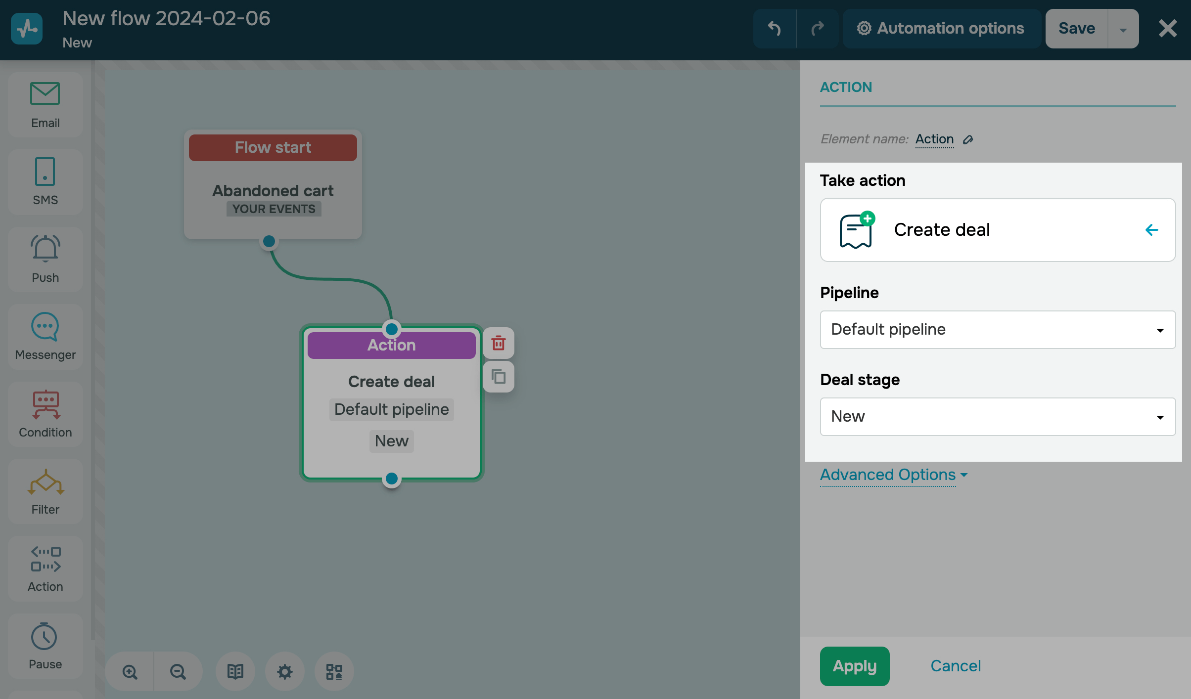 Блок «Действие» в Automation360 | SendPulse