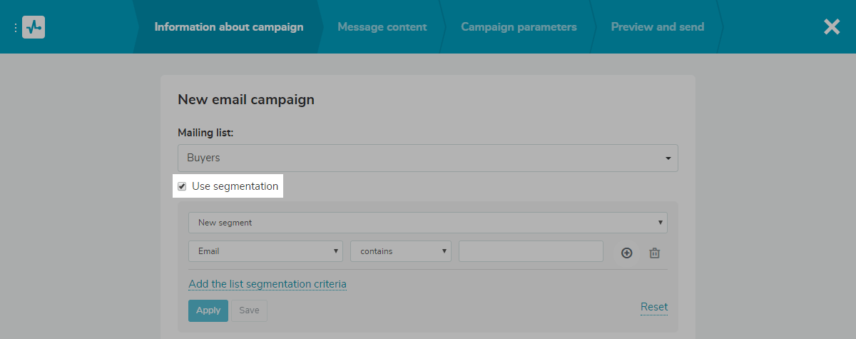 The segmentation option The segmentation option