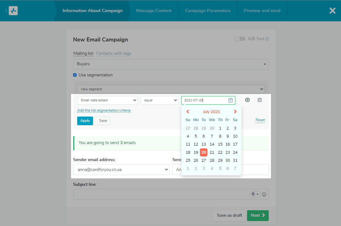 Segmentation by a subscription date Segmentation by a subscription date