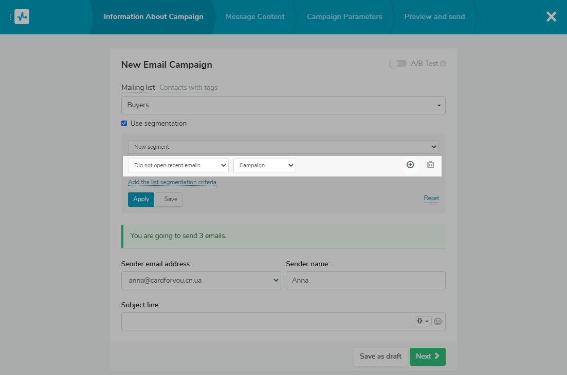 Segmentation by subscriber actions Segmentation by subscriber actions