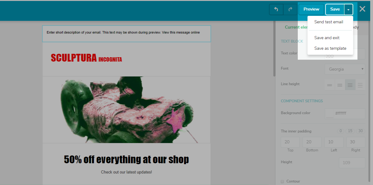 Save the email template Save the email template