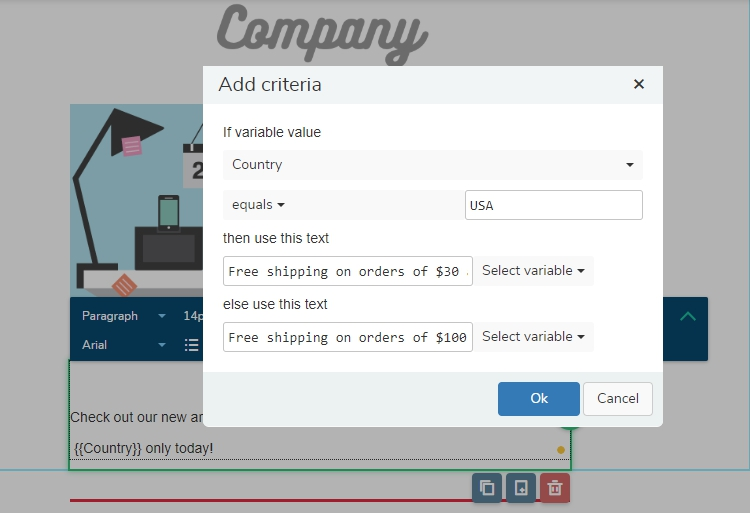Specify the conditions