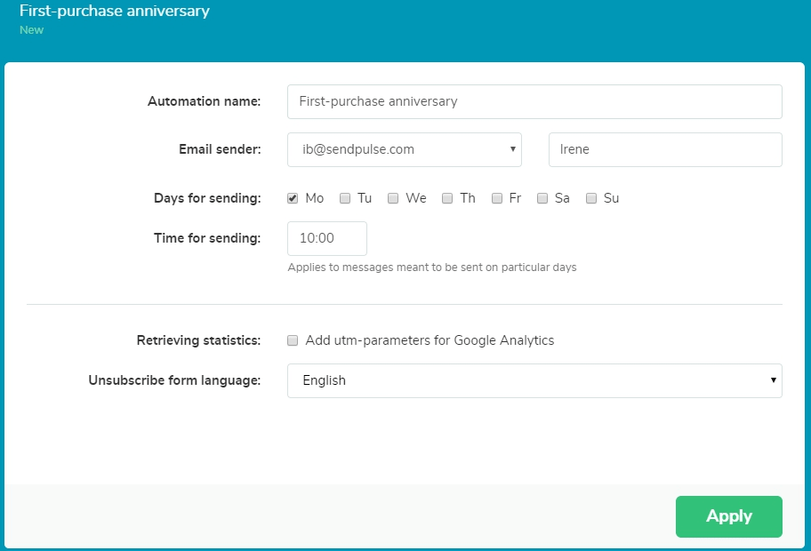 Specify general information Specify general information