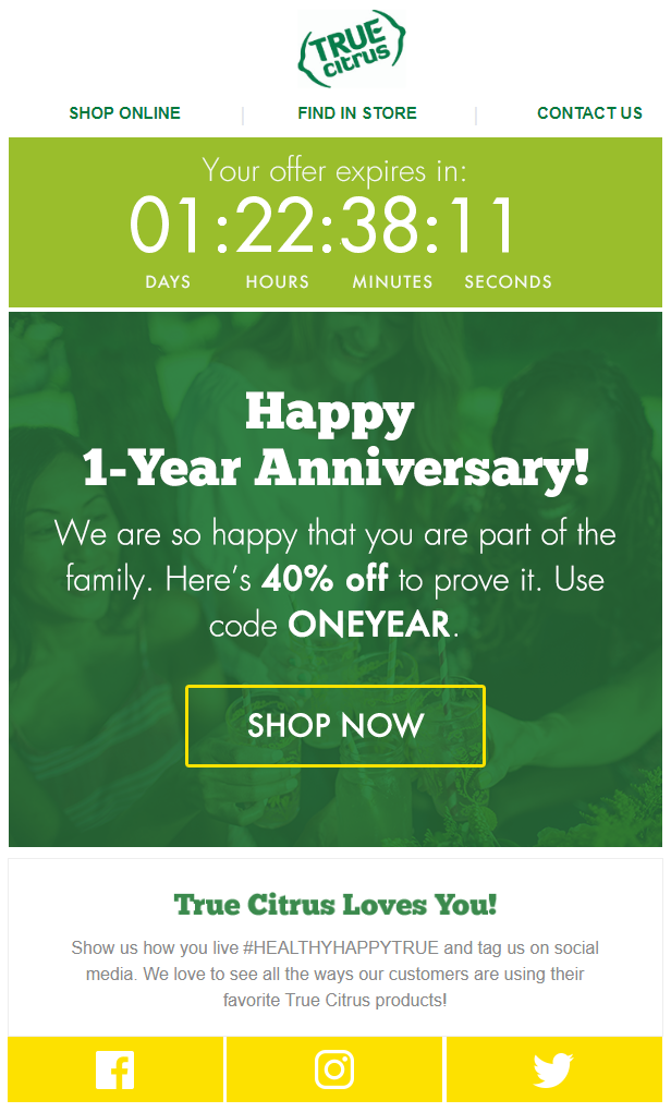 Anniversary email Anniversary email