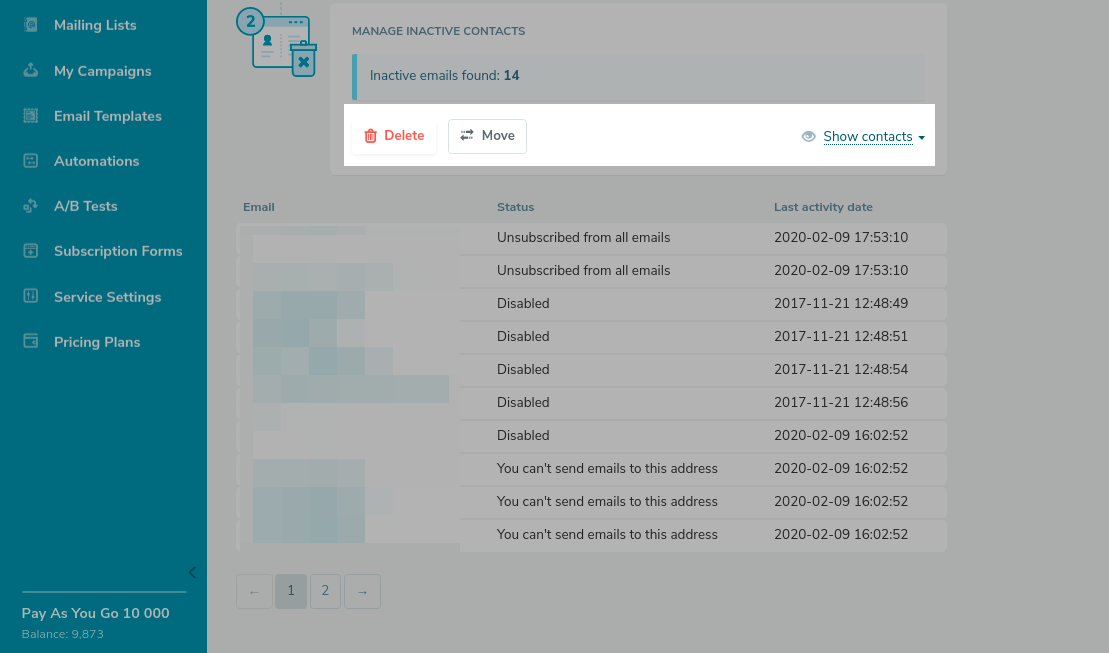 Removing inactive subscribers Removing inactive subscribers