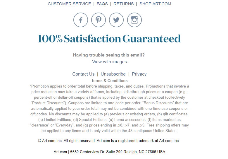 An unsubscribe link An unsubscribe link