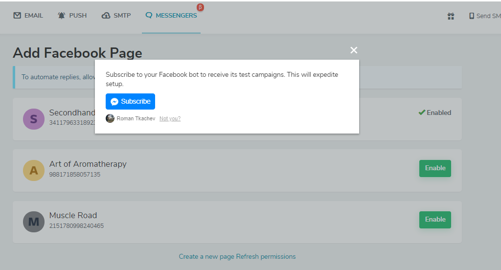 Subscribe to a Facebook chatbot Subscribe to a Facebook chatbot