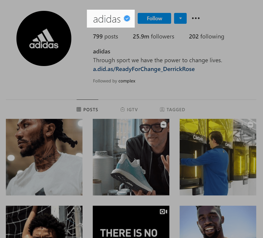 Verified Adidas Instagram account Verified Adidas Instagram account