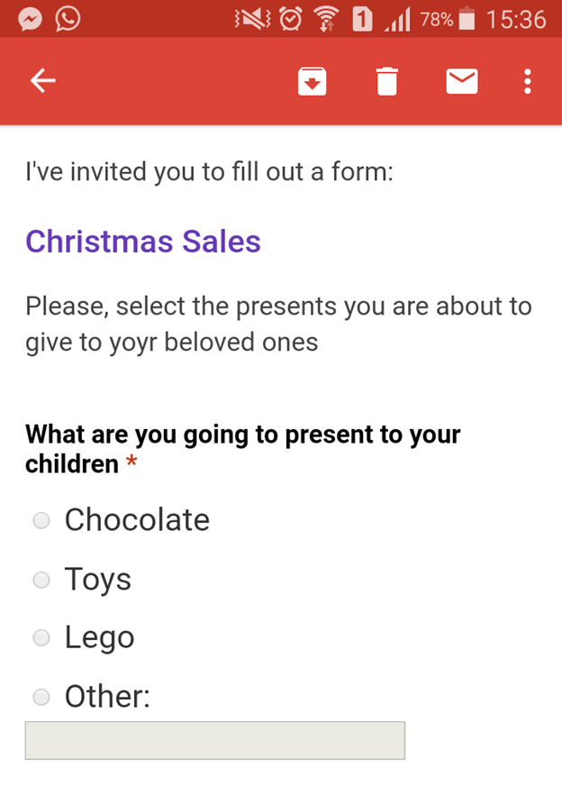 Email with the poll Email with the poll