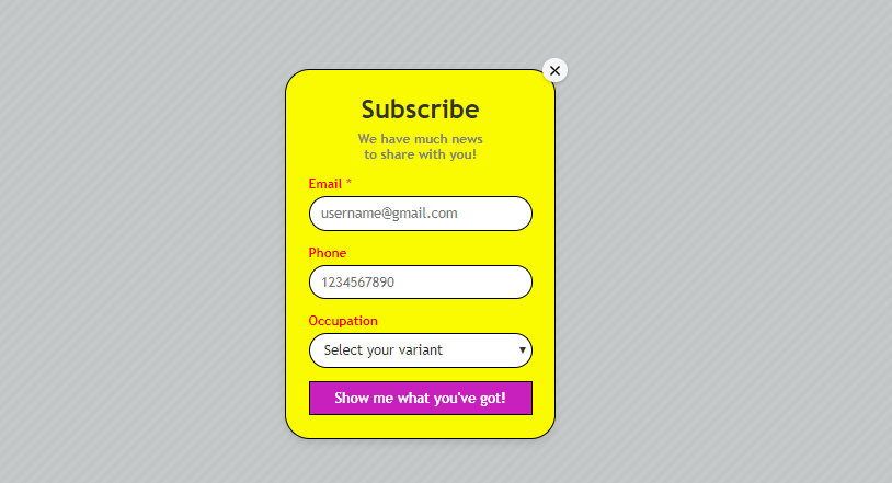 Subscription form