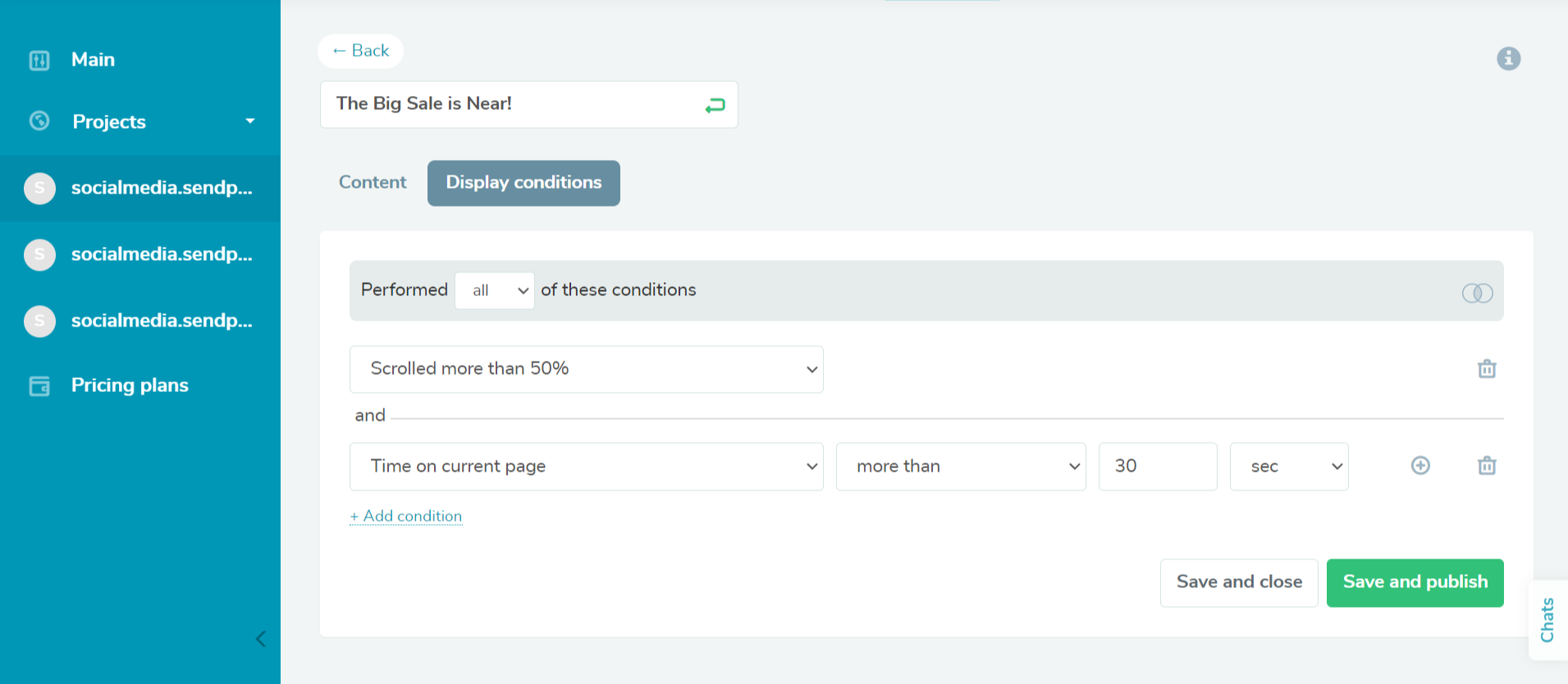 SendPulse popup builder SendPulse popup builder