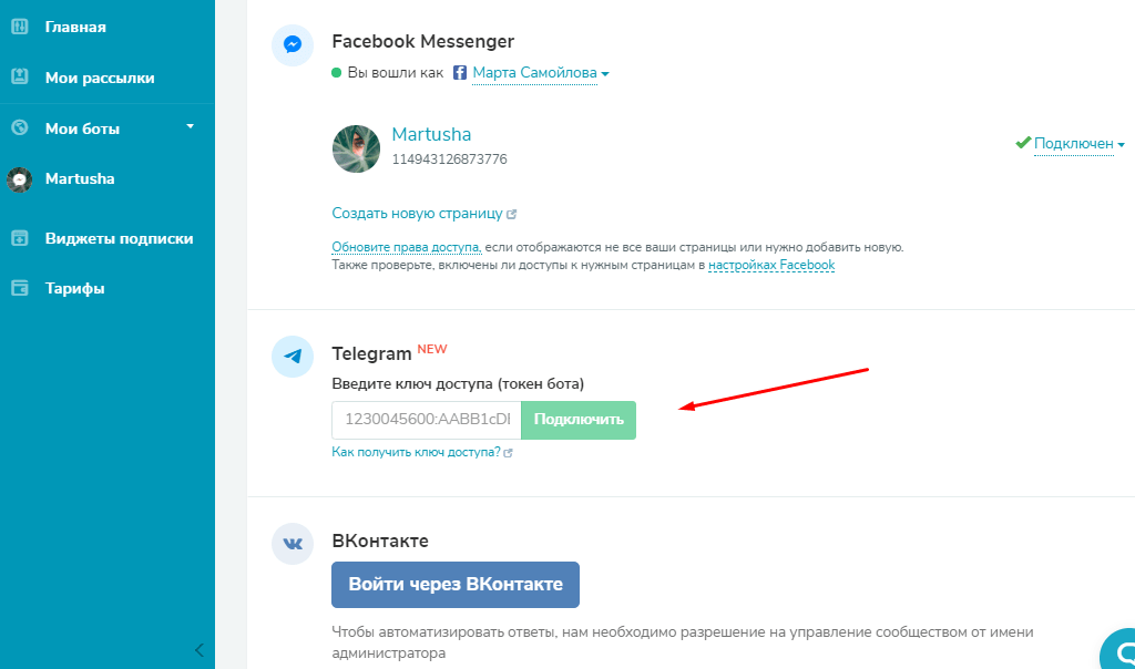Подключите бота Подключите бота