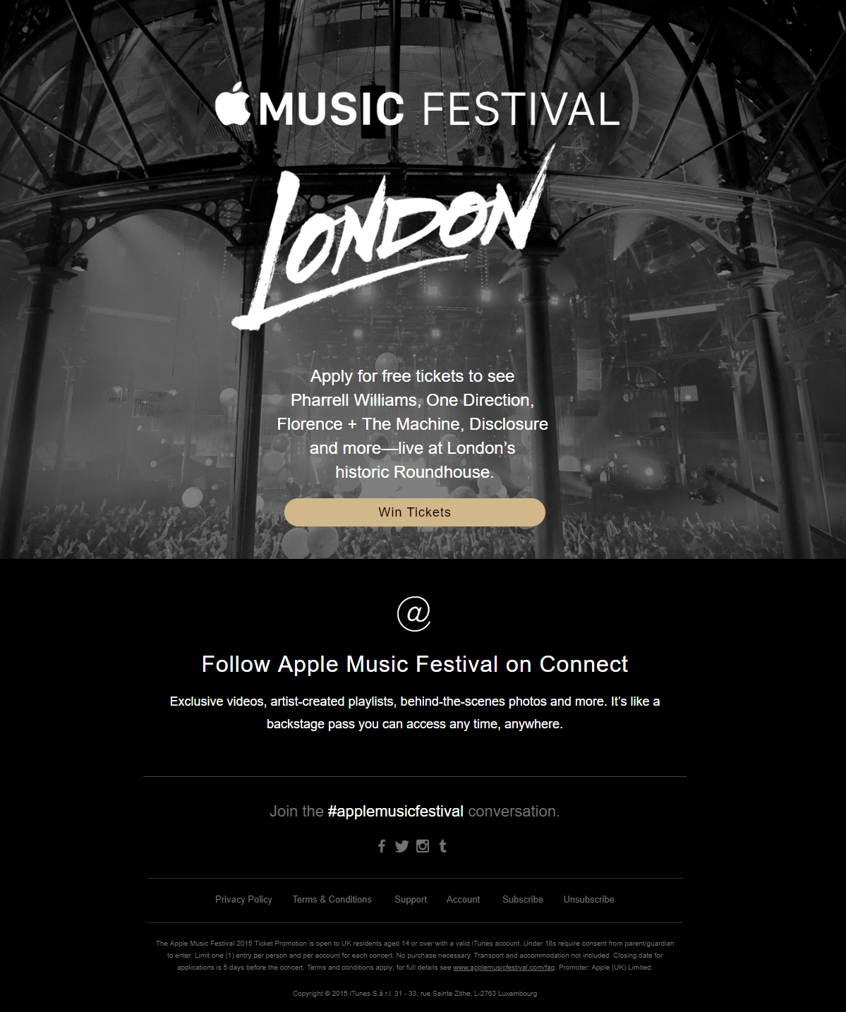 Apple Music Festival giveaway email