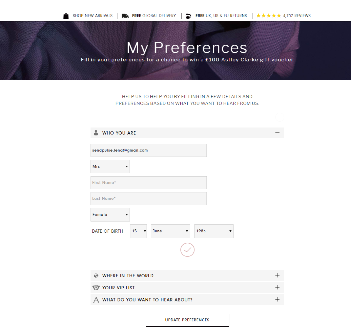 Email preferences center