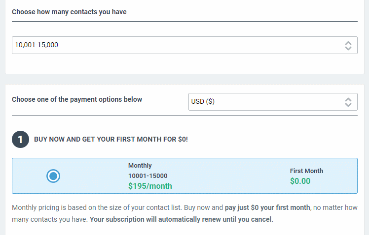 Constant Contact prices