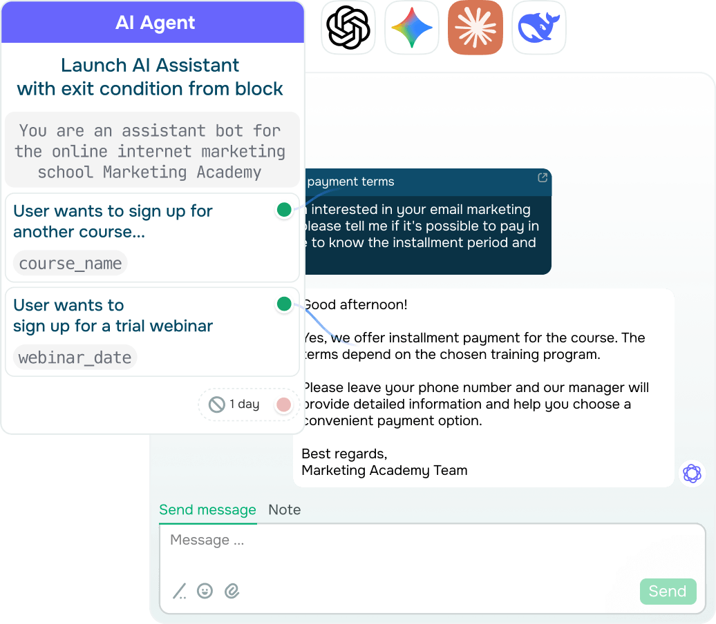 Desvía las respuestas automáticas a los agentes de IA