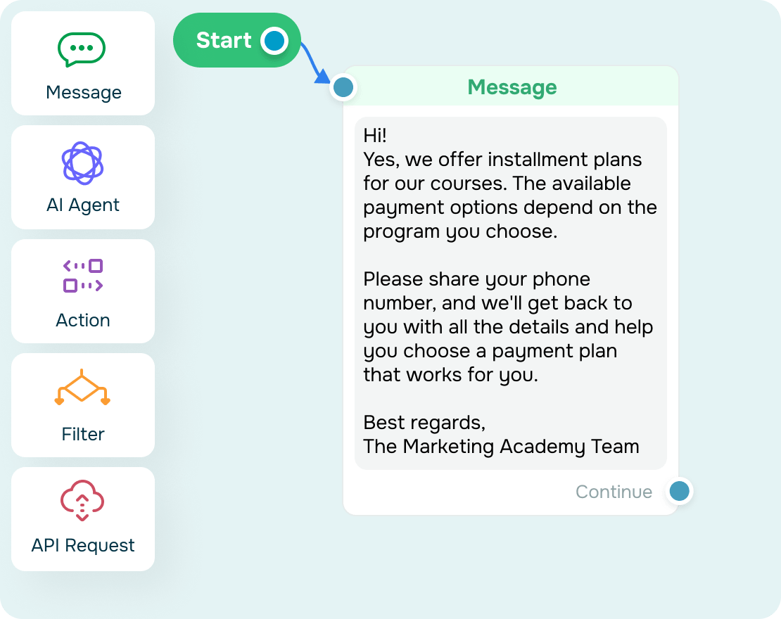 Creador de chatbots de correo electrónico sin código