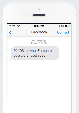 Facebook one-time password in SMS