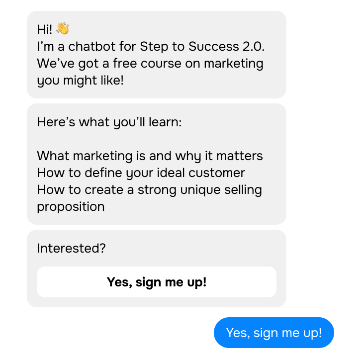 Pazarlama için Facebook Messenger chatbot