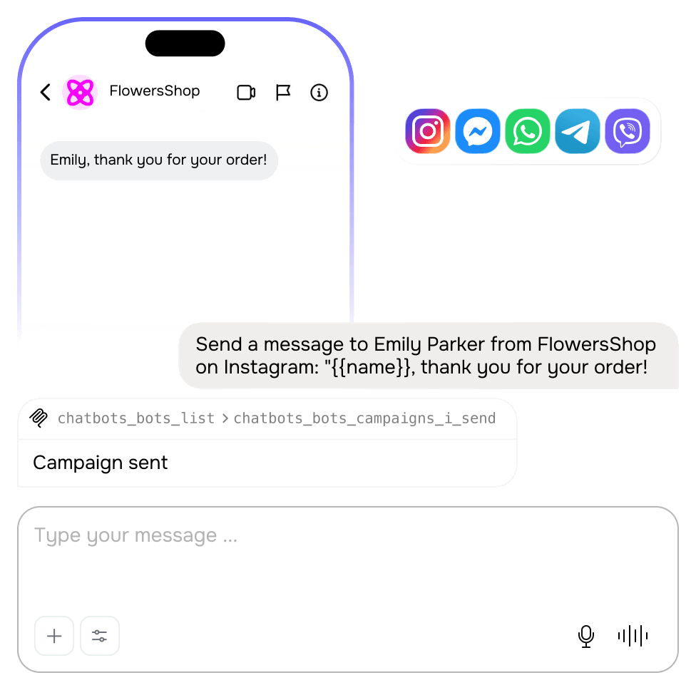 Run chatbots across Instagram, Facebook, WhatsApp, and other social media