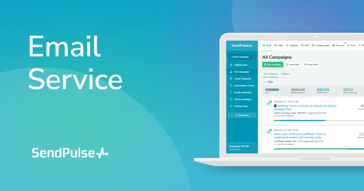 Emailing gratuit envoi de mail en masse SendPulse